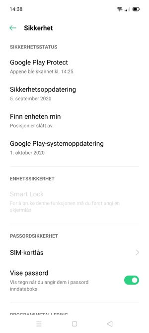 Bla til og velg SIM-kortlås