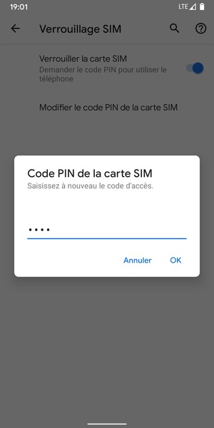 Veuillez confirmer votre nouveau code PIN de la carte SIM et sélectionner OK