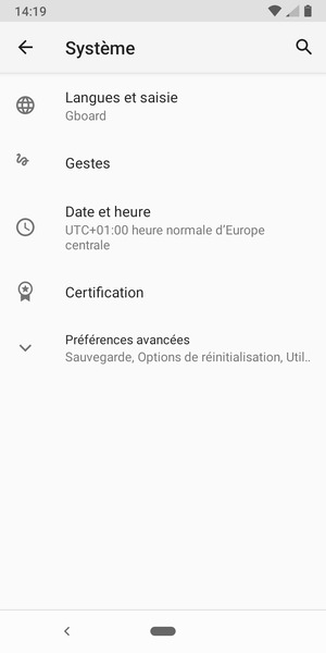 Sélectionnez Préférences avancées