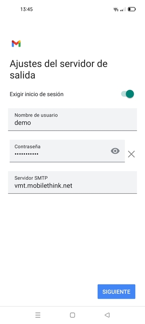 Introduzca la dirección de servidor saliente