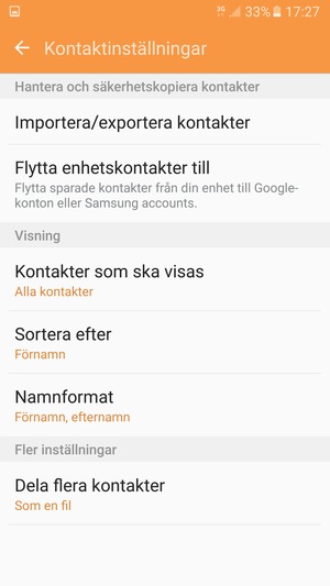 Välj Importera/exportera kontakter