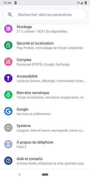 Faites défiler et sélectionnez Sécurité et localisation