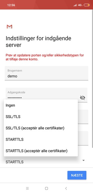 Vælg Ingen og vælg NÆSTE