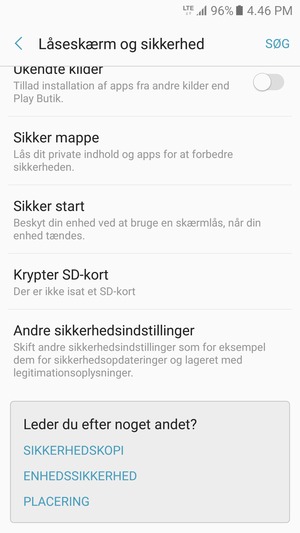 Scroll til og vælg Andre sikkerhedsindstillinger
