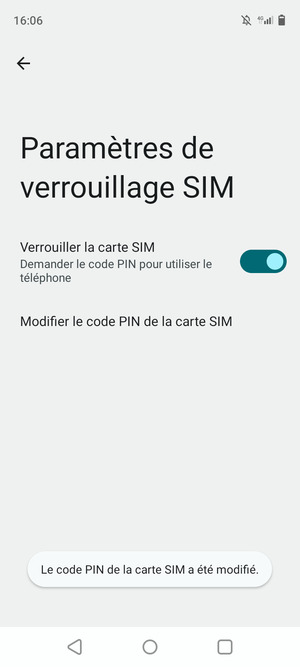 Votre Code PIN de la carte SIM a été modifié