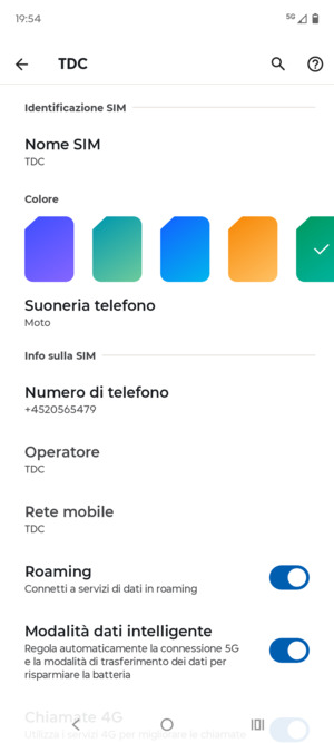 Attiva o disattiva Roaming