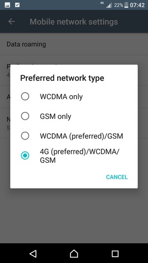 Select GSM only to enable 2G