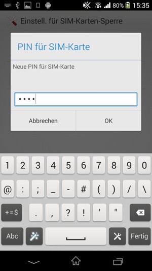Geben Sie Ihren neuen PIN für SIM-Karte ein und wählen Sie OK