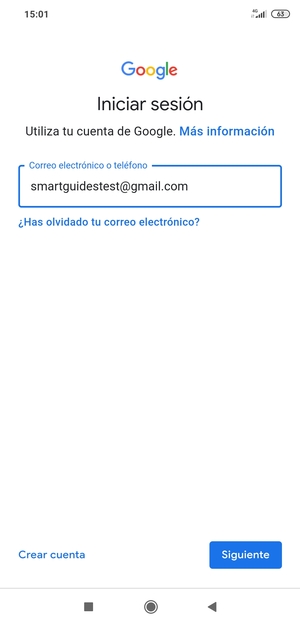 Introduzca su dirección de Gmail y seleccione Siguiente
