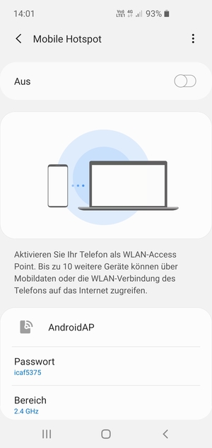 Wählen Sie die Menü-Taste