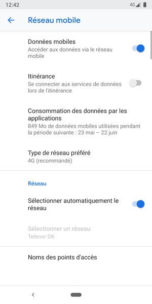 Sélectionnez Type de réseau préféré