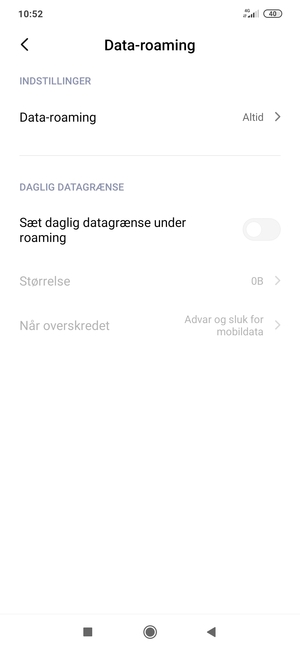 Vælg Data-roaming