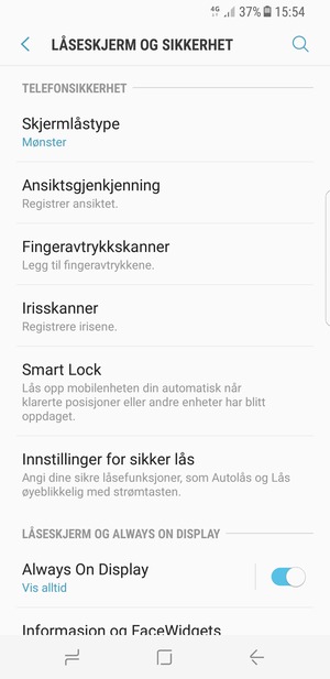 Telefonen din er nå sikret med en skjermlås