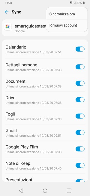 Seleziona Sincronizza ora