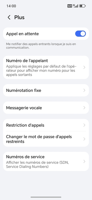 Sélectionnez Messagerie vocale