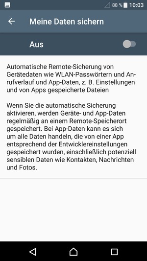 Schalten Sie Meine Daten sichern ein