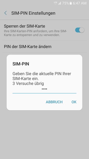 Geben Sie Ihre Aktuelle SIM-PIN ein und wählen Sie OK