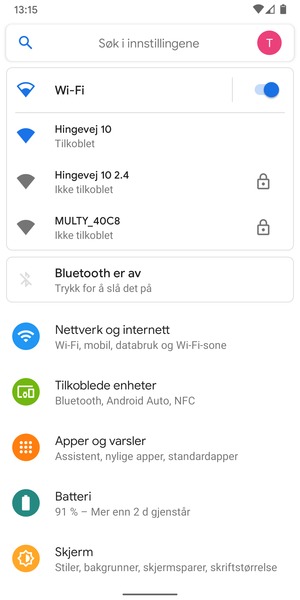 Du er nå koblet til Wi-Fi-nettverket