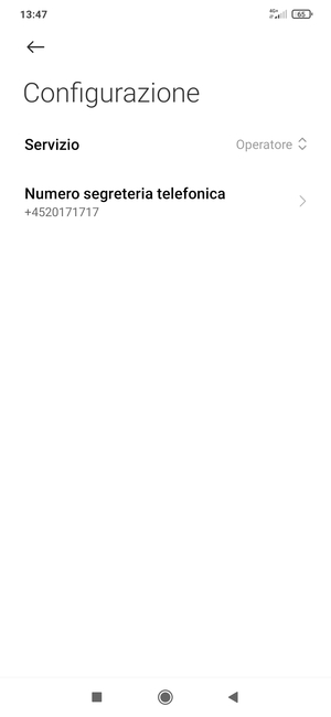 Seleziona Numero segreteria telefonica