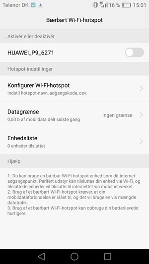 Vælg Konfigurer Wi-Fi-hotspot
