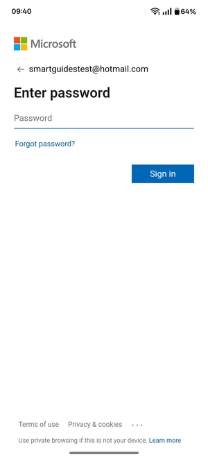 Enter your password and select Sign in