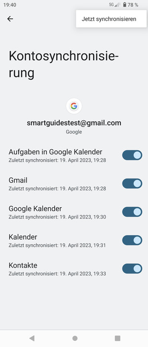 Wählen Sie Jetzt synchronisieren