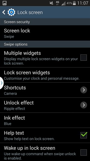 Select Screen lock