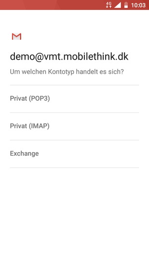 Wählen Sie Privat (POP3) oder Privat (IMAP)