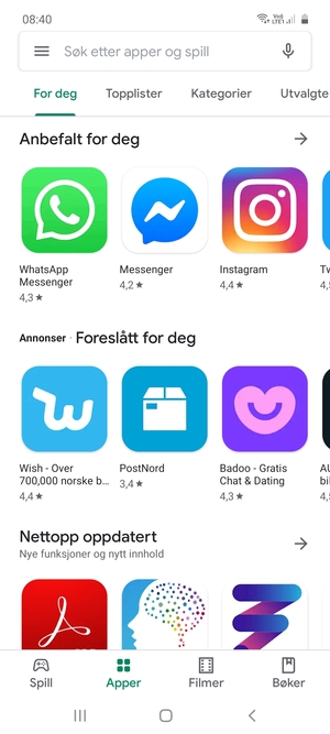 Velg søkefelt