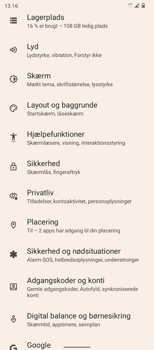 Scroll til og vælg Sikkerhed