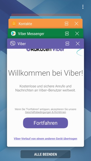 Wählen Sie ALLE BEENDEN