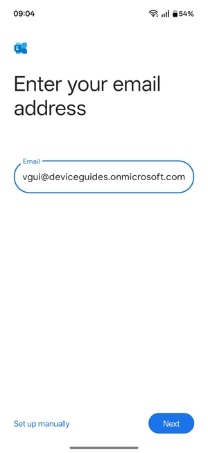 Enter your Email address and  select Set up manually