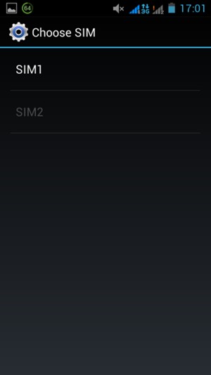 Select SIM1 or SIM2