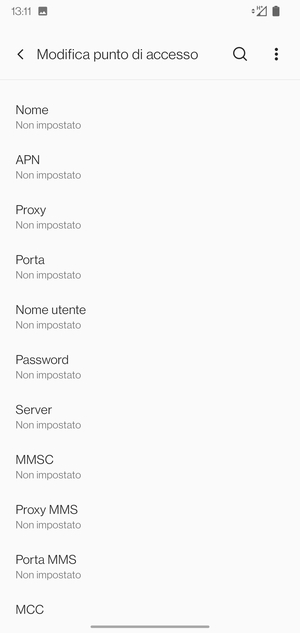 Inserisci informazioni MMS