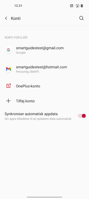 Vælg din Google konto