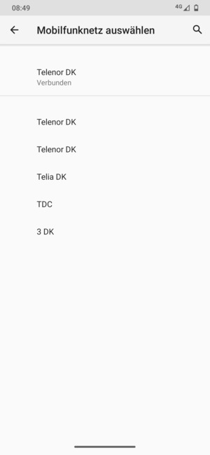 Wählen Sie einen Netzbetreiber von der Liste