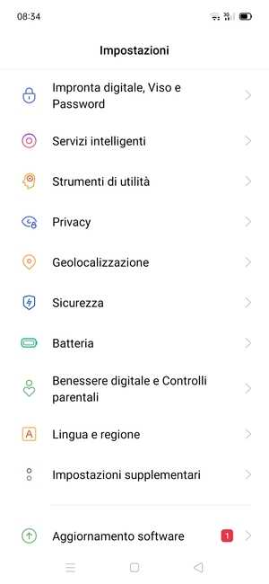 Scorri e seleziona Sicurezza
