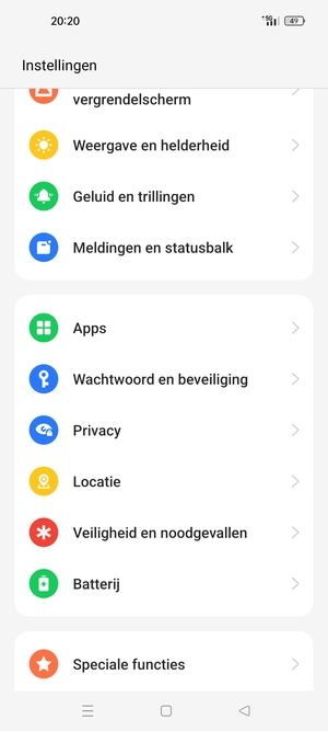 Scroll naar en selecteer Wachtwoord en beveiliging