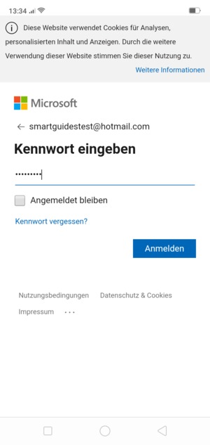 Geben Sie Ihre Passwort ein und wählen Sie Anmelden