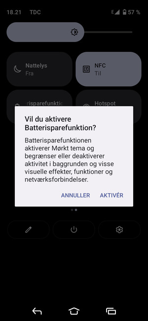 Vælg AKTIVÉR