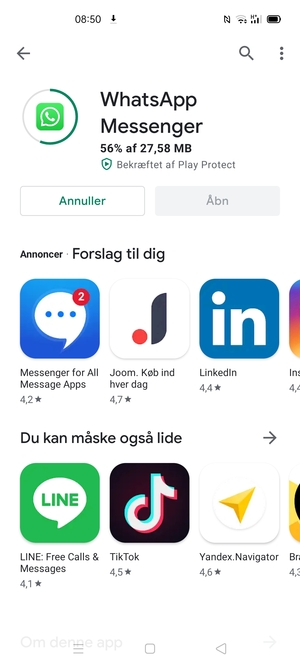 Afvent at installeringen er afsluttet