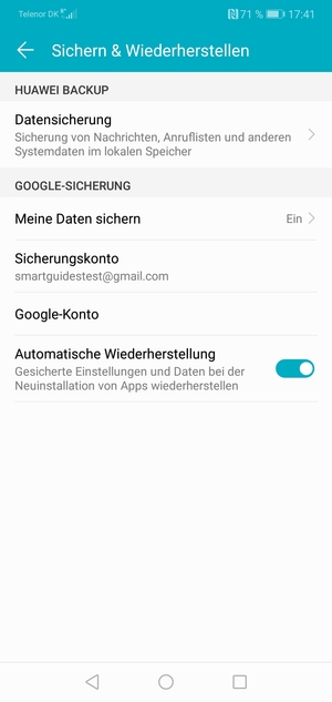 Wählen Sie Sicherungskonto