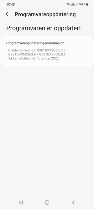 Hvis telefonen din er oppdatert, vil du se følgende skjermbilde