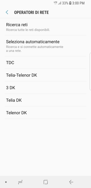Seleziona un operatore di rete dall'elenco