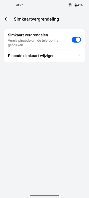 Selecteer  Pincode simkaart wijzigen