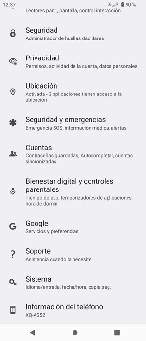 Desplácese y seleccione Sistema