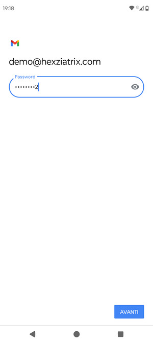 Inserisci la tua password e seleziona AVANTI