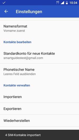 Ihre Kontakte werden in Ihrem Google Konto gespeichert und auf Ihrem Handy gespeichert, wenn Google das nächste Mal synchronisiert wird.