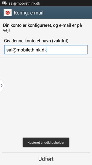 Giv din konto et navn og vælg Udført