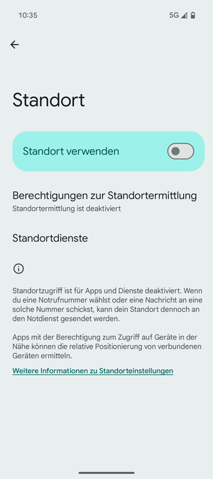 Schalten Sie Standort verwenden aus